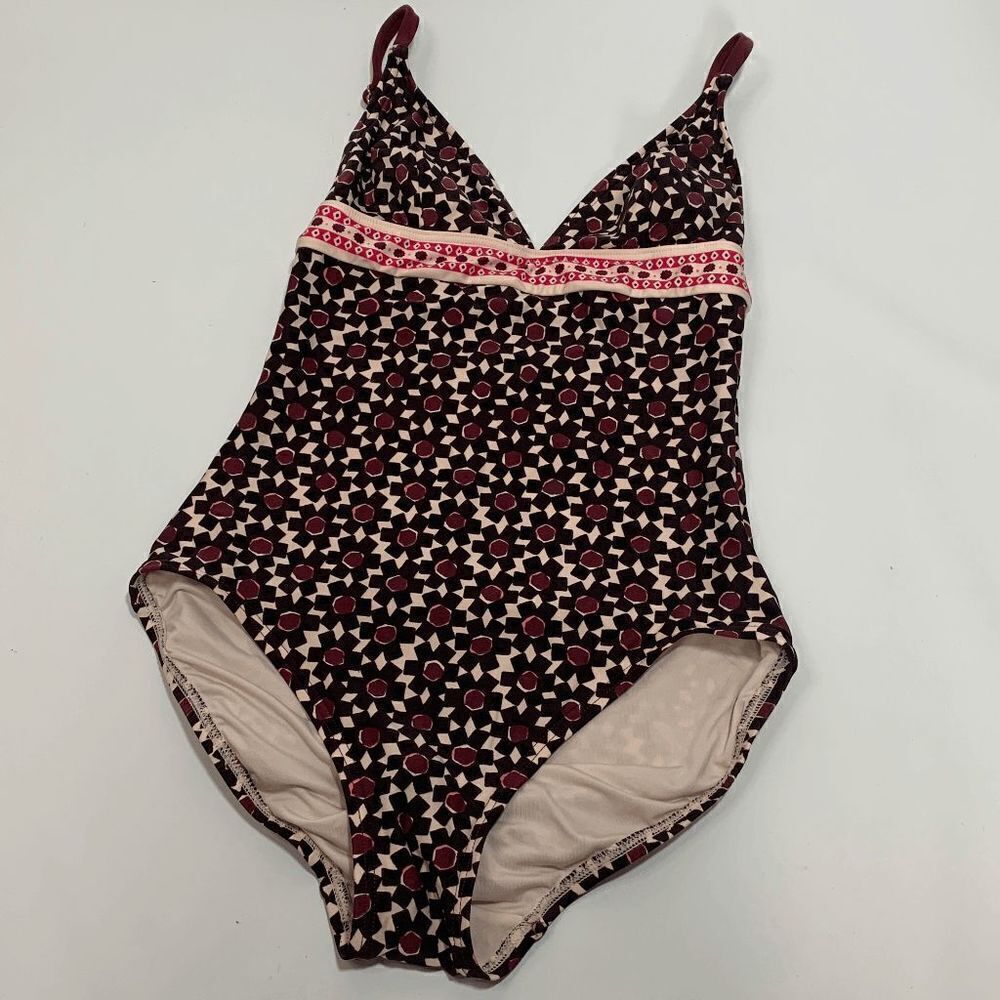 Kate Spade Women's Floral Tile Triangle One Piece Swimsuit Multi-Color Size XS
